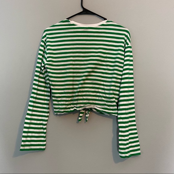 H&M XS Green/White Striped Crop Top - Picture 6 of 6